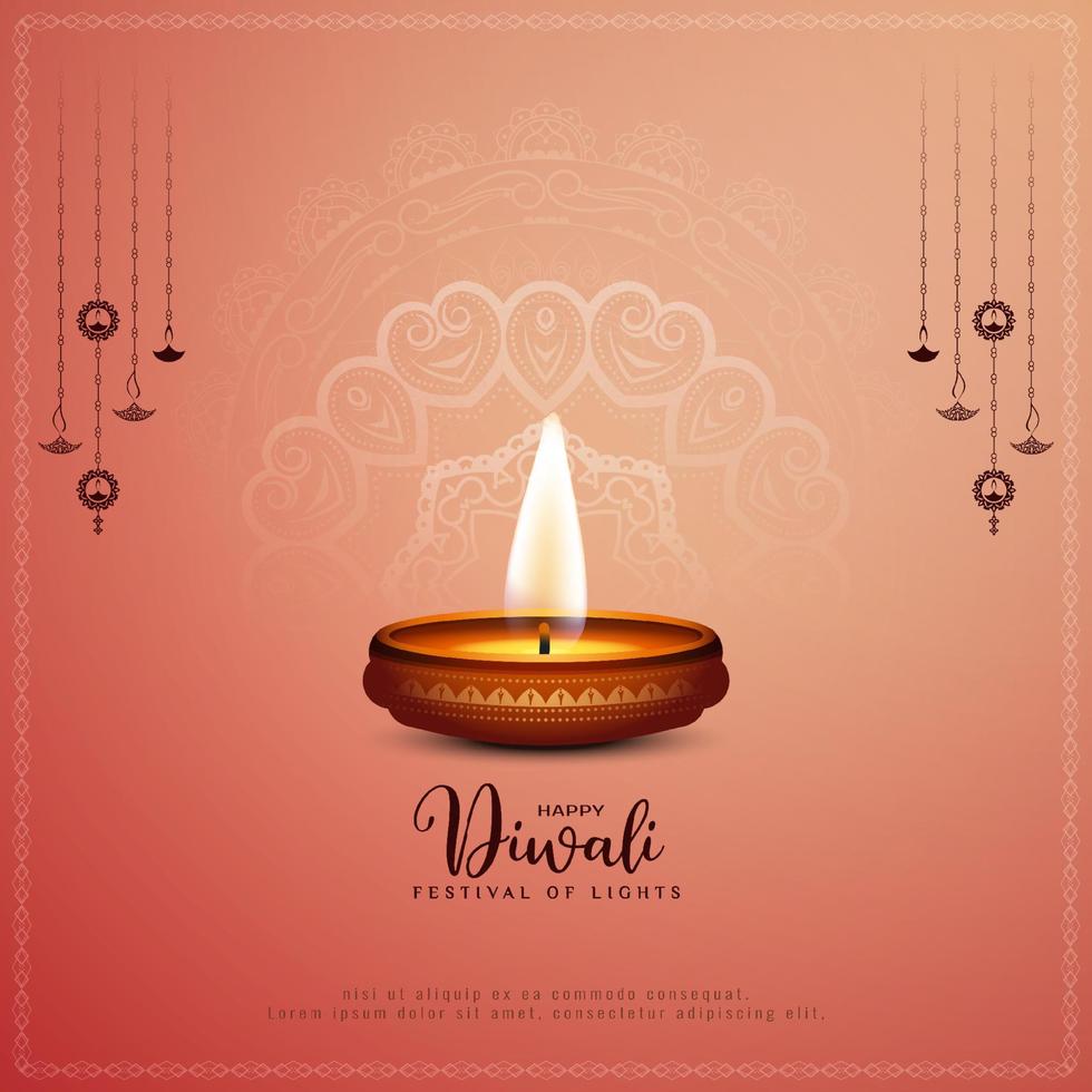 Happy Diwali Indian traditional festival celebration card design vector