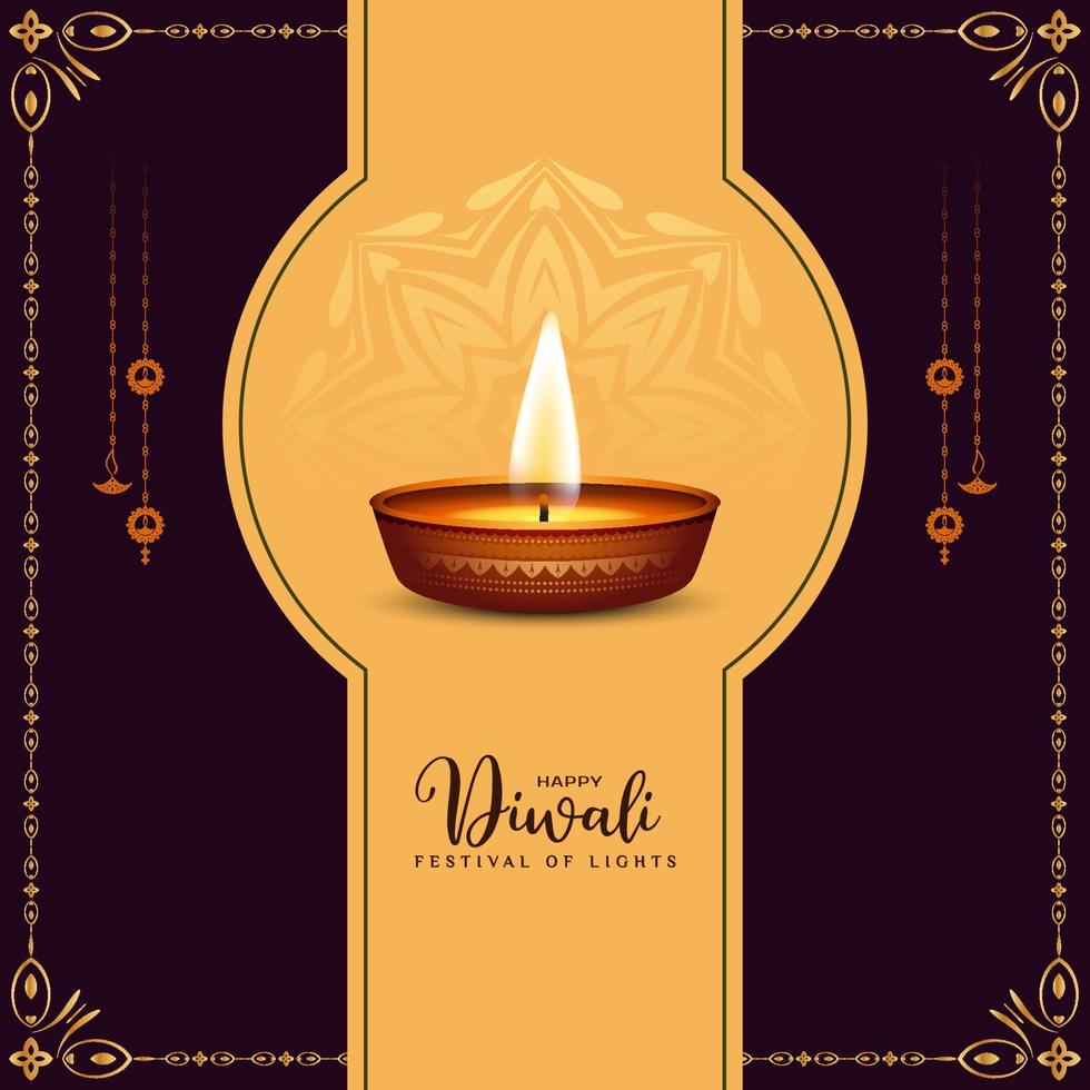 Happy Diwali cultural Indian festival background with diya vector