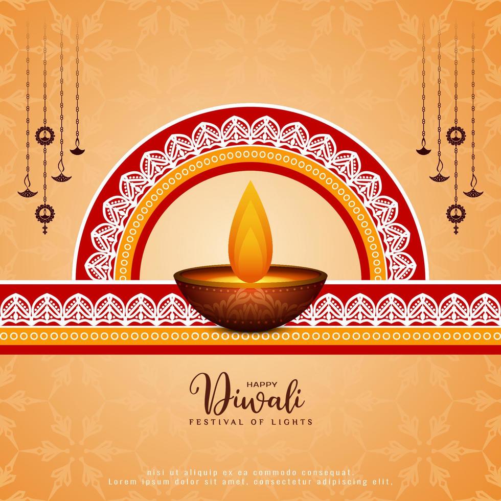 Happy Diwali festival celebration ethnic religious background design vector