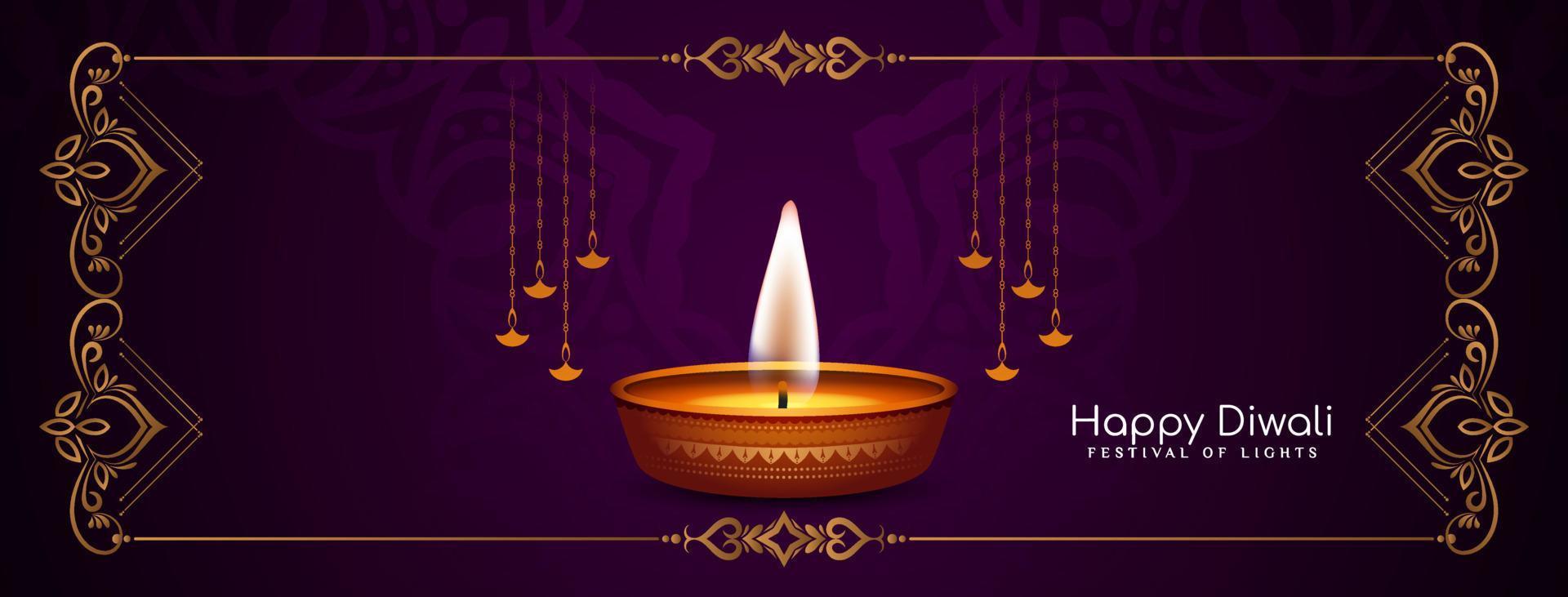 Happy Diwali cultural religious Indian festival banner design vector