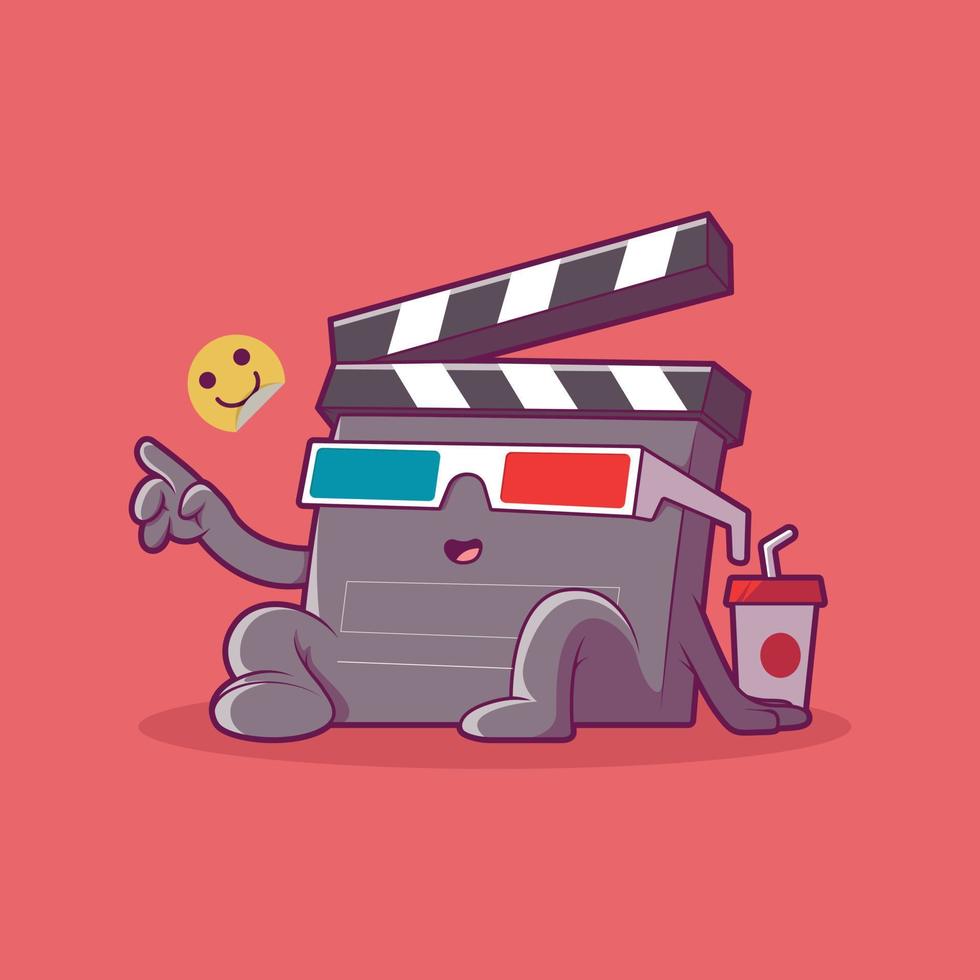 Movie Clapper character vector illustration. Entertainment, movies, imagination design concept.
