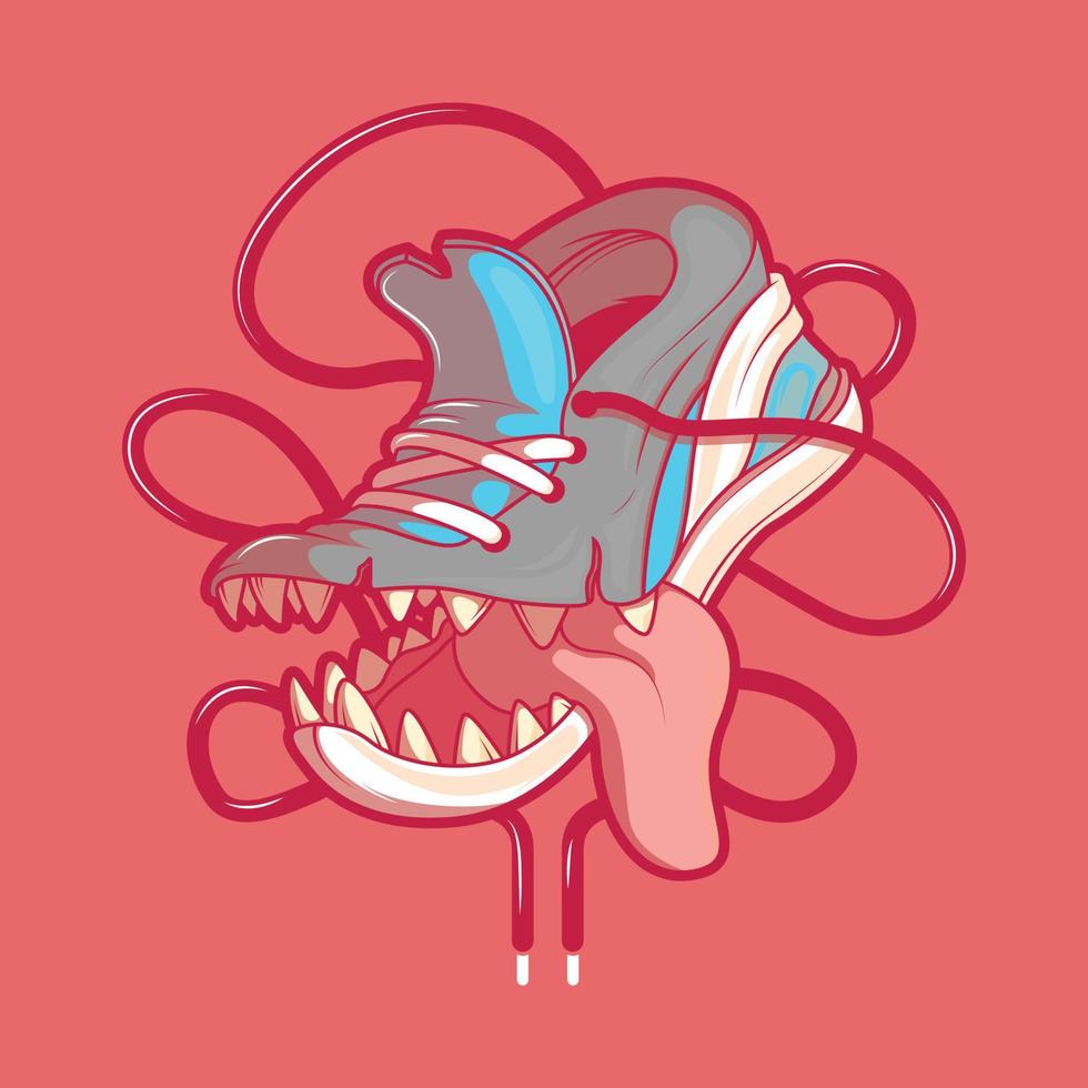 Sneaker Character vector illustration. Halloween, funny, mascot design concept.