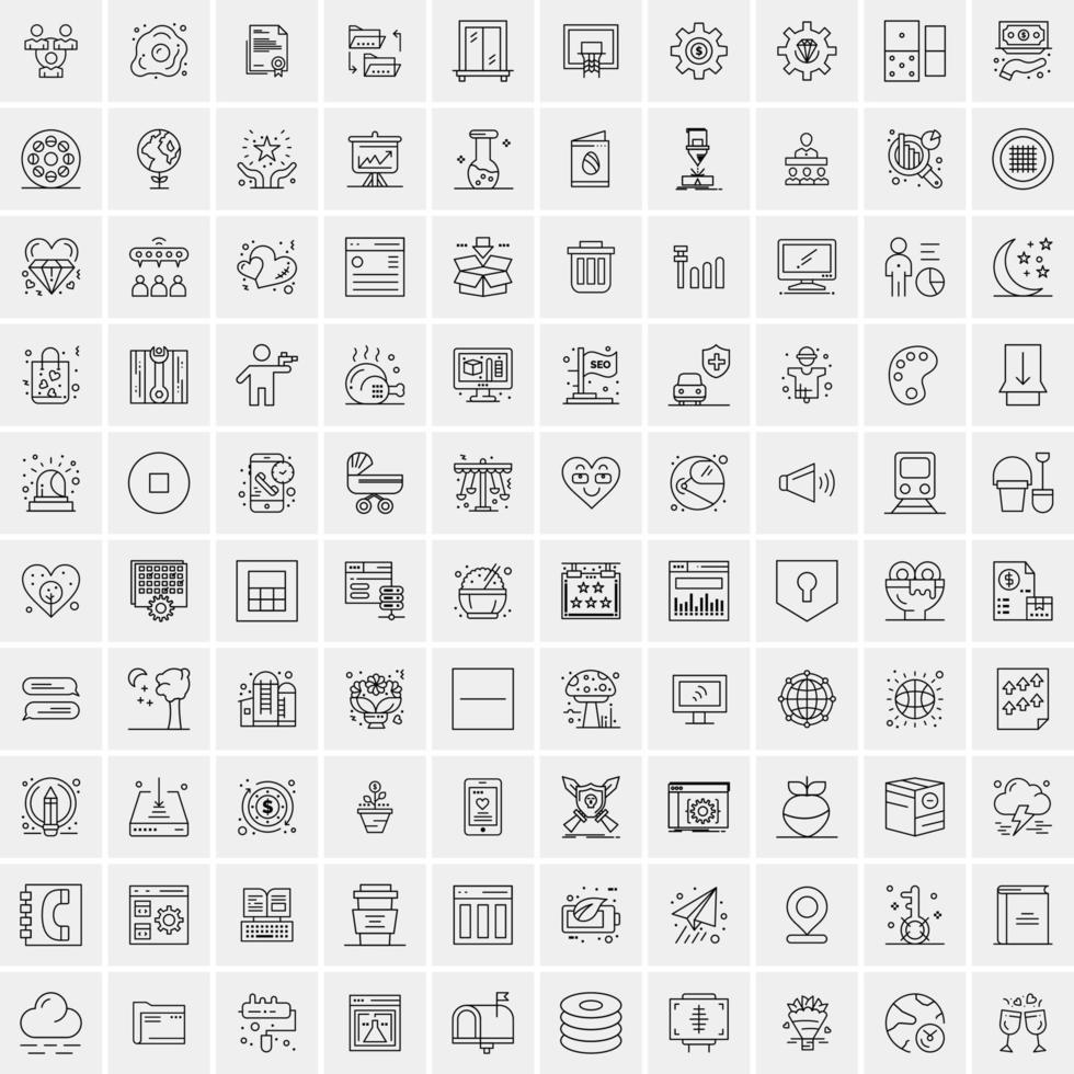 Set of 100 Creative Business Line Icons vector