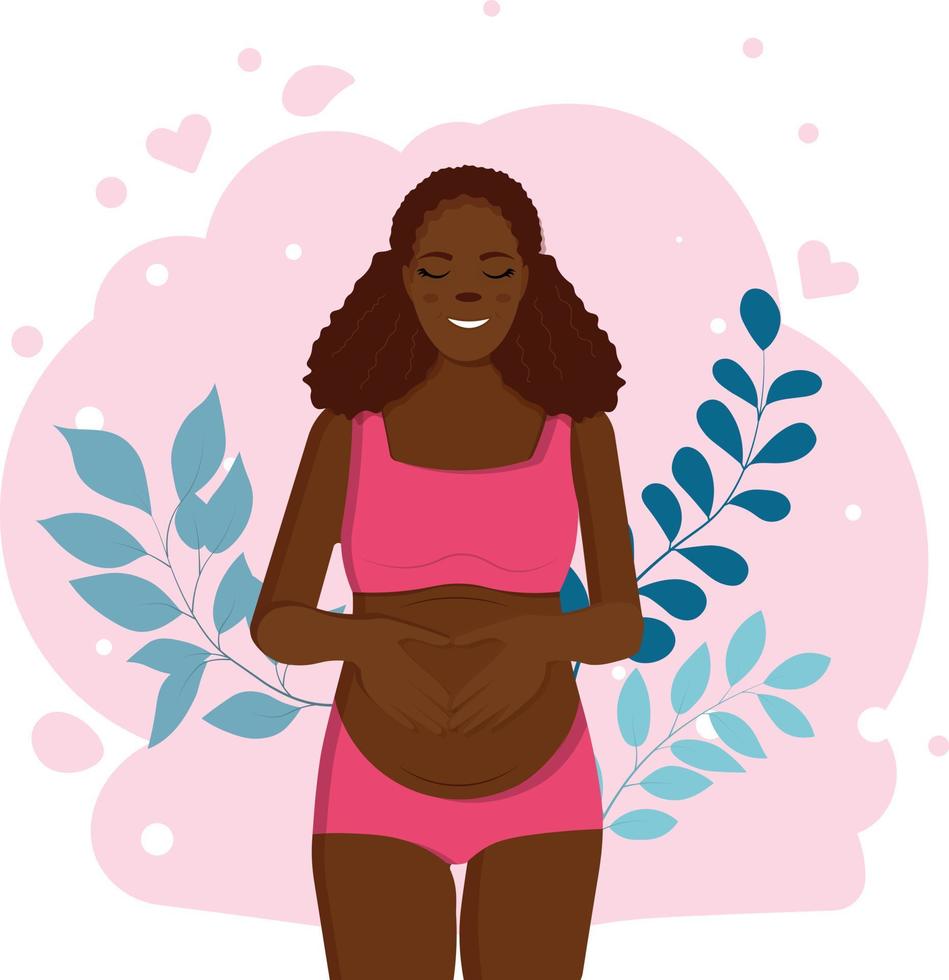Pregnant woman in pink underwear vector
