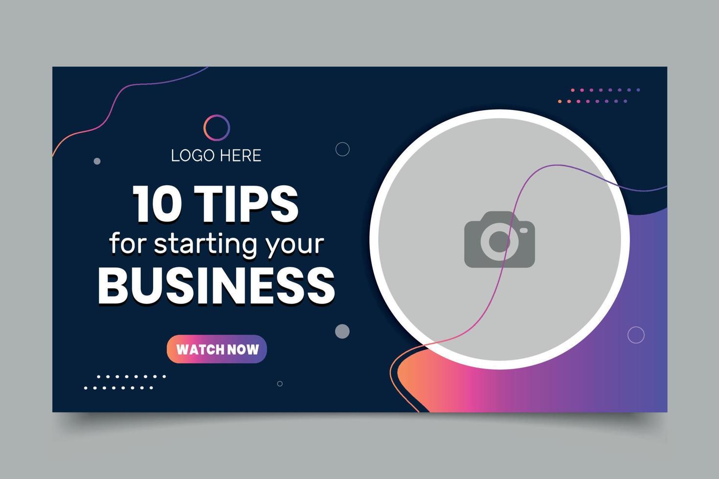 10 Tips Video Thumbnail Design, Fully Editable, Modern and Simple vector