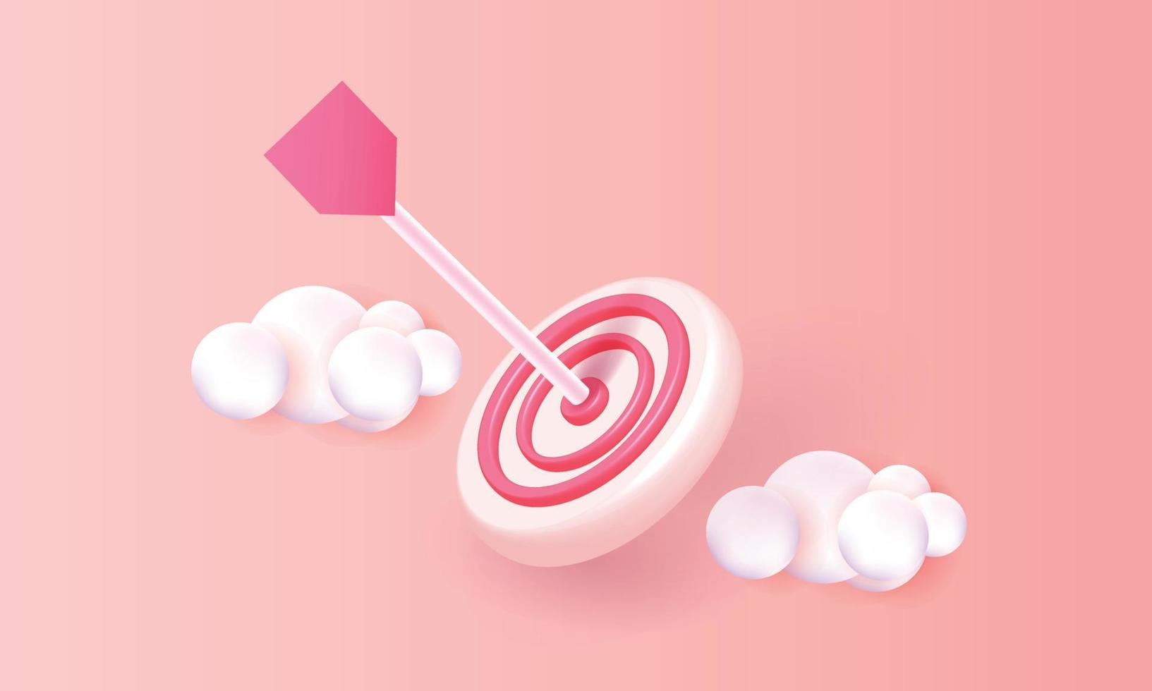 red arrow middle target on phone goal increase achieve a goal concept 3d vector isometric red pink