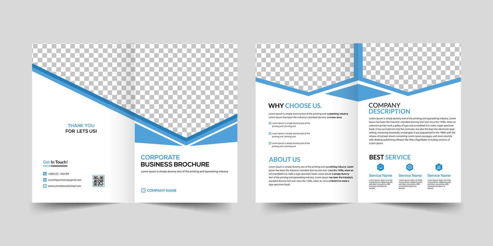 Bifold Brochure Design. Corporate business bifold brochure design template vector