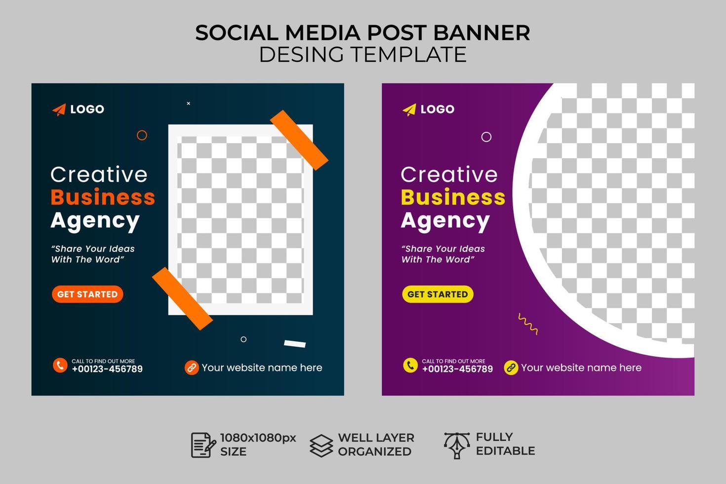 Digital Marketing Social Media Post Template, Digital Business Marketing Social Media Banner, creative business agency, Corporate advertising vector