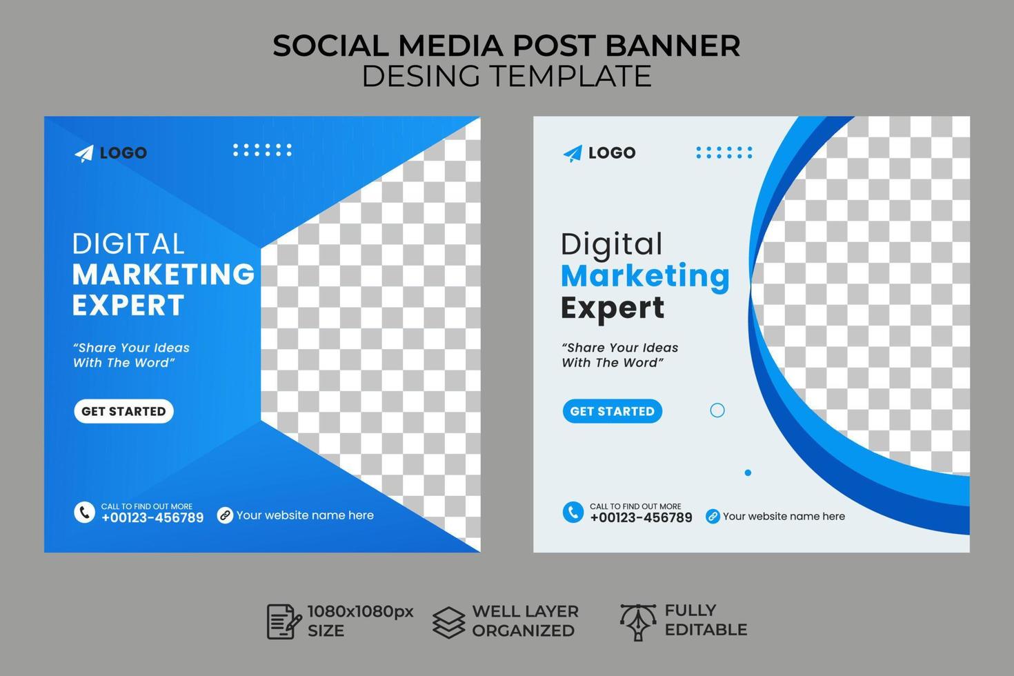 Digital Marketing Social Media Post Template, Digital Business Marketing Social Media Banner, creative business agency, Corporate advertising vector