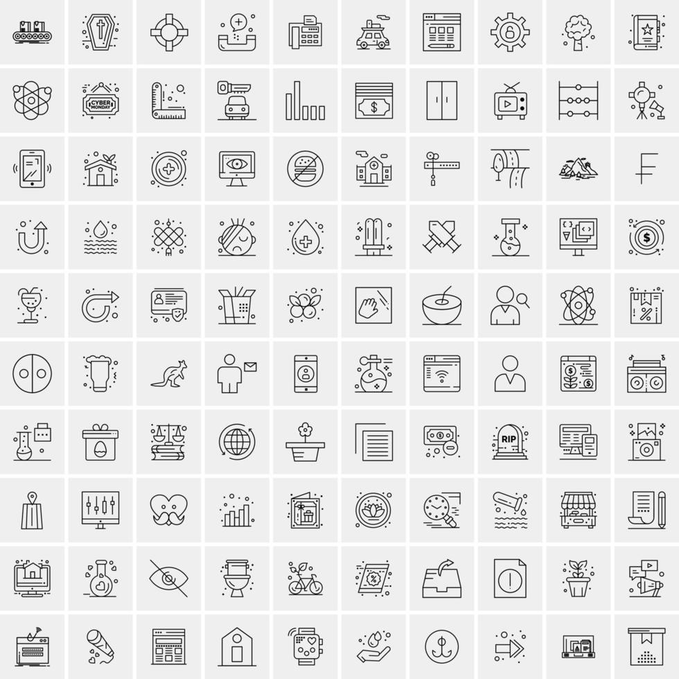 conjunto de 100 iconos de línea de negocios creativos vector