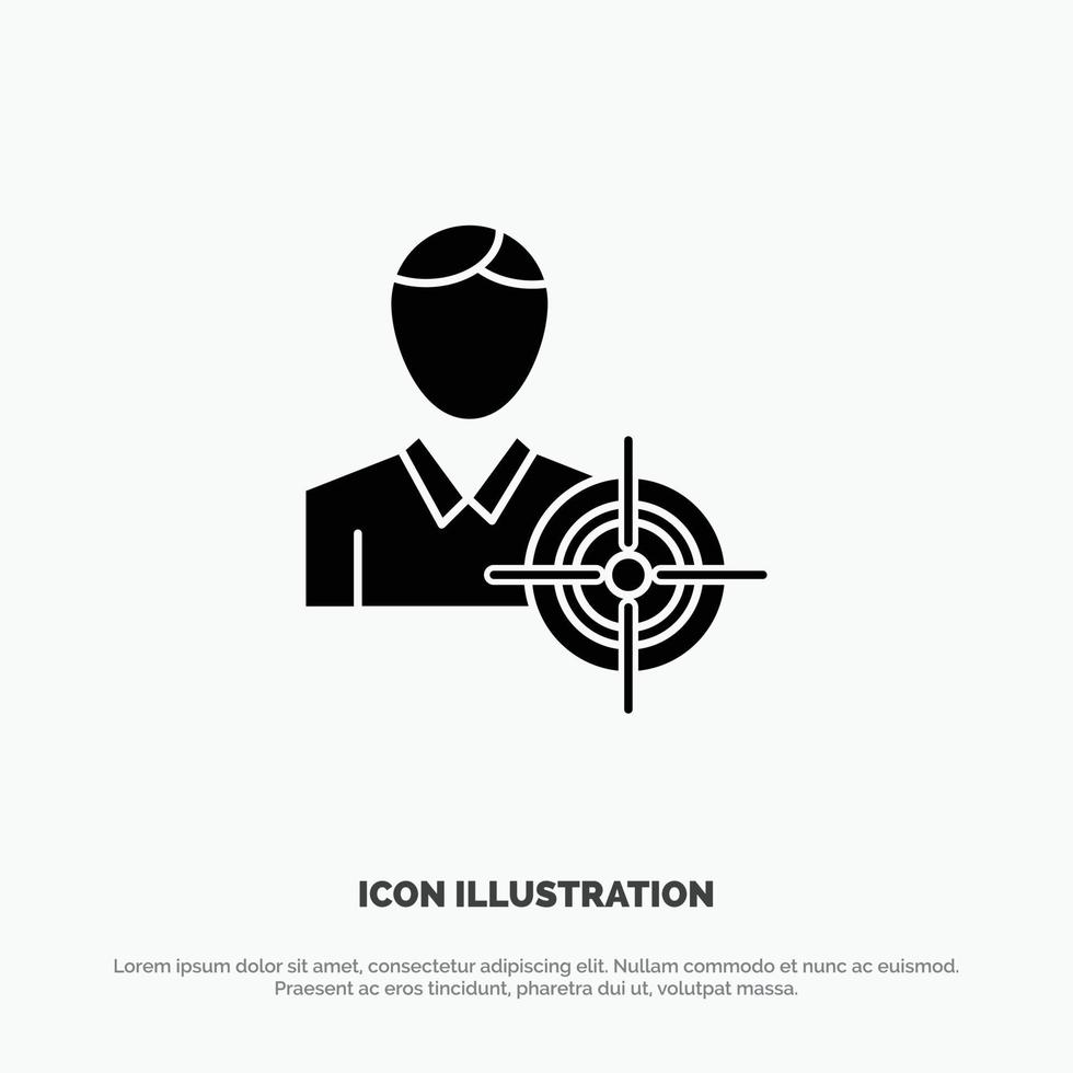 Man Focus Target Goal solid Glyph Icon vector