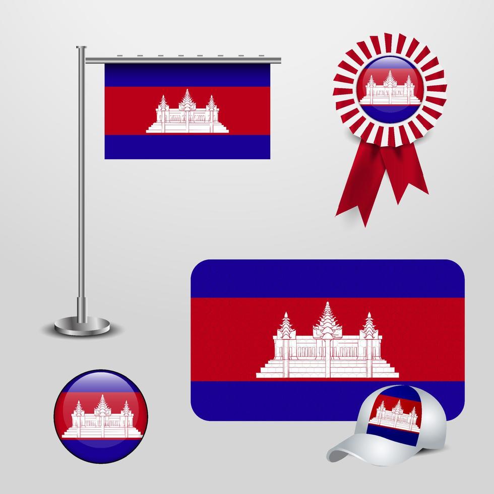 conjunto de bandera de camboya vector