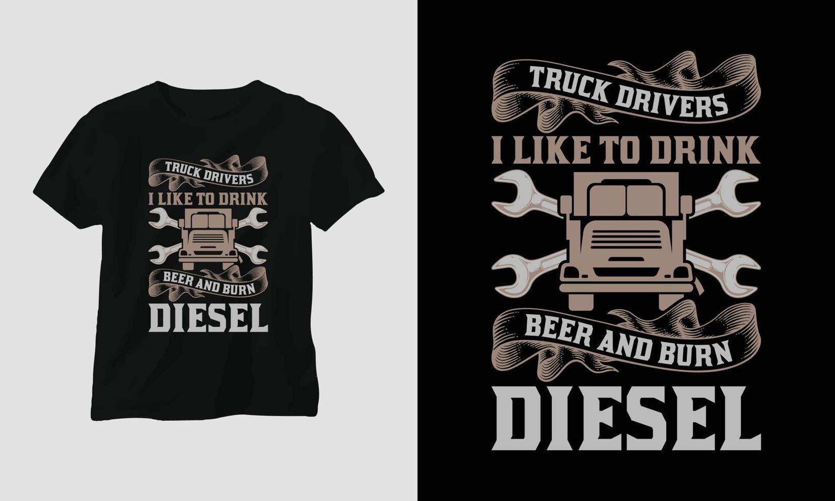 Truck Driver T-shirt Design Vintage Style with truck and flag 13159731