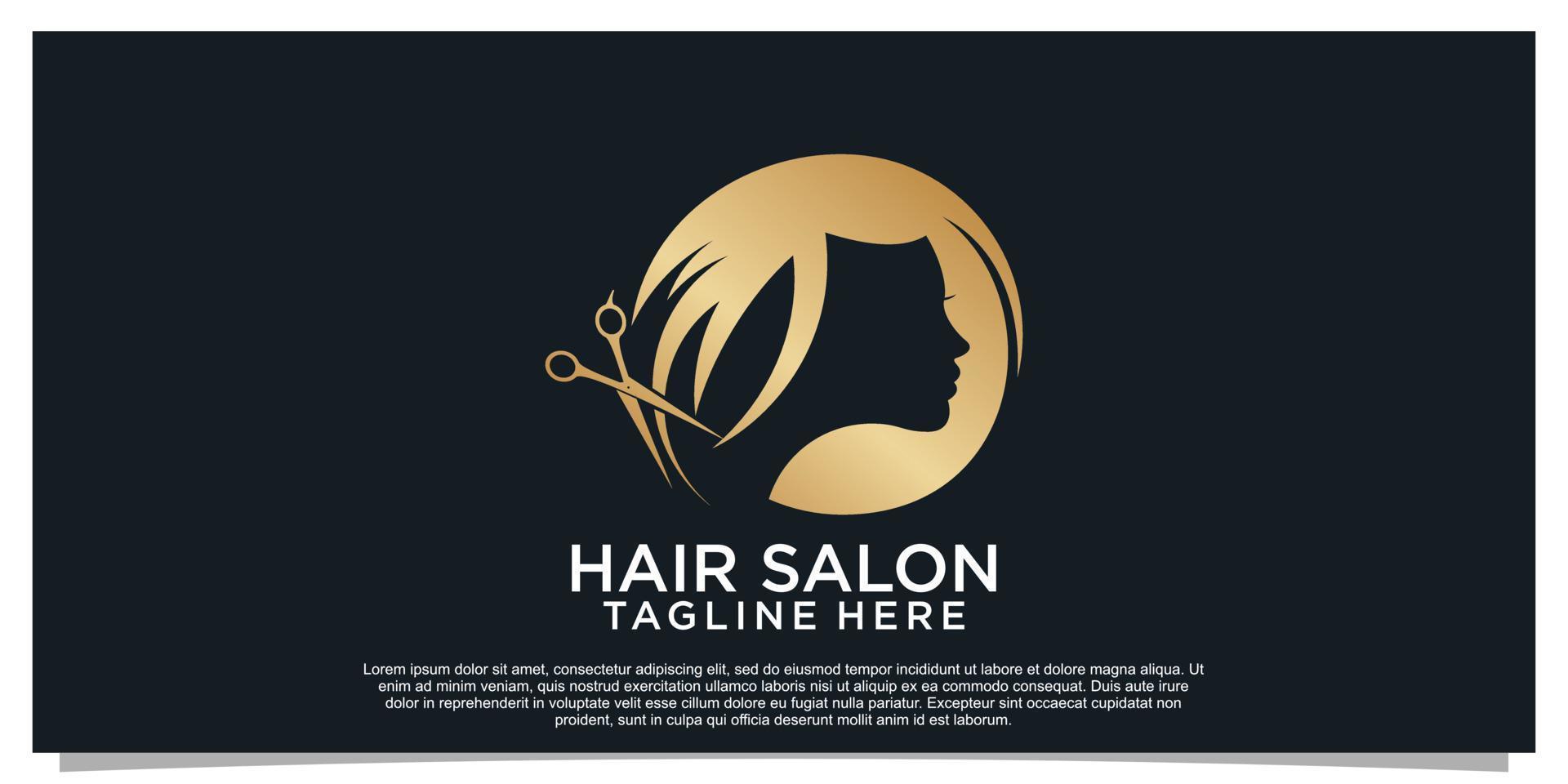 hair cut logo design vector with creative concept for women beauty salon