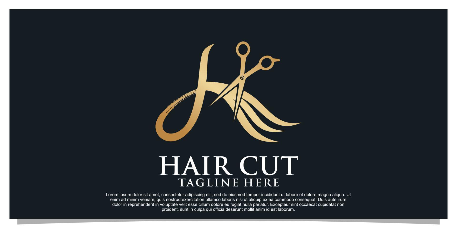 hair cut logo design vector with creative concept for women beauty salon