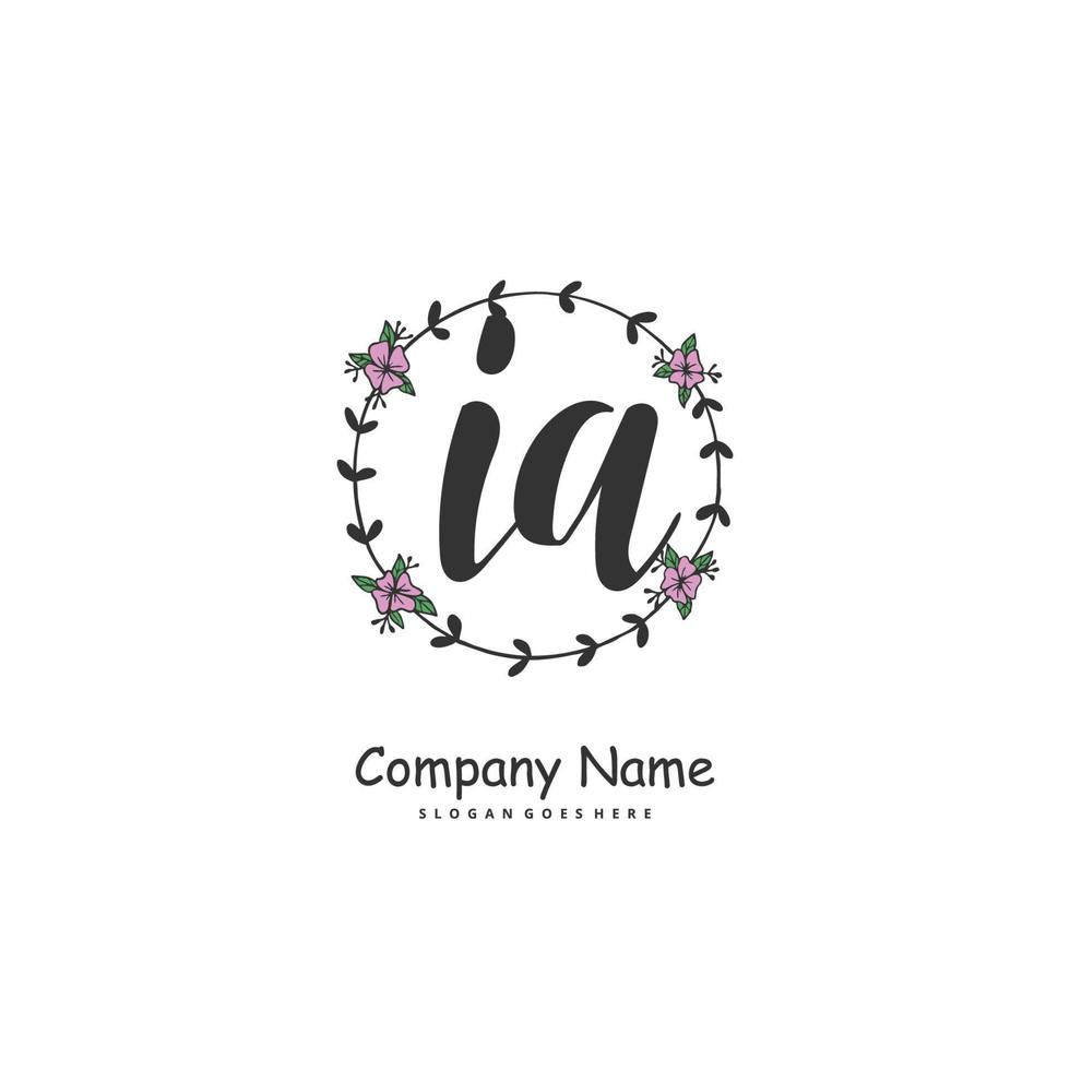 ia letra inicial y diseño de logotipo de firma con círculo. hermoso diseño de logotipo escrito a mano para moda, equipo, boda, logotipo de lujo. vector