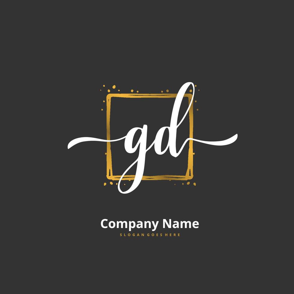 gd escritura inicial a mano y diseño de logotipo de firma con círculo. hermoso diseño de logotipo escrito a mano para moda, equipo, boda, logotipo de lujo. vector