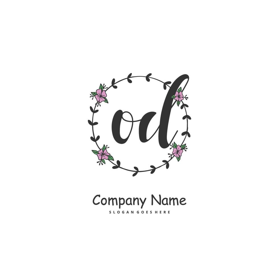 OD Initial handwriting and signature logo design with circle. Beautiful design handwritten logo for fashion, team, wedding, luxury logo. vector