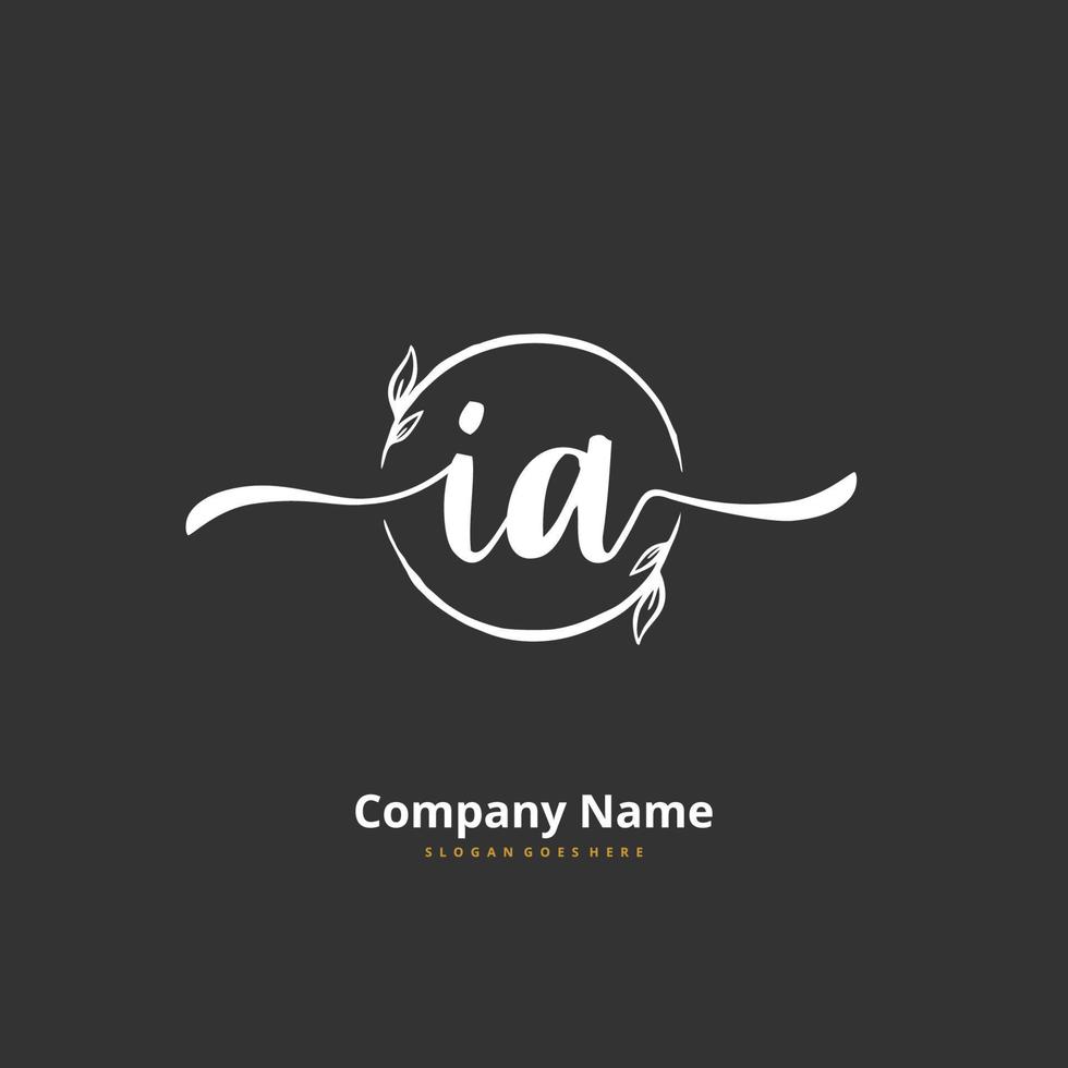 IA Initial handwriting and signature logo design with circle. Beautiful design handwritten logo for fashion, team, wedding, luxury logo. vector