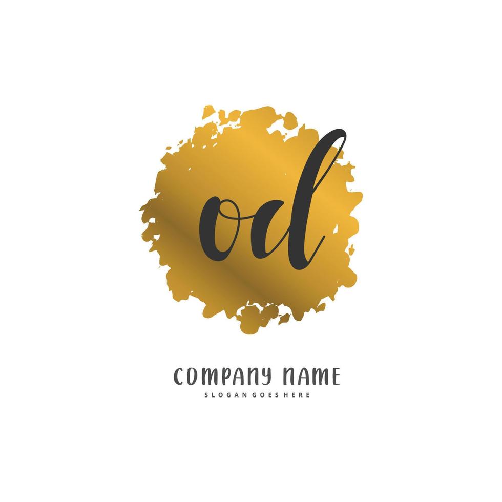 OD Initial handwriting and signature logo design with circle. Beautiful design handwritten logo for fashion, team, wedding, luxury logo. vector