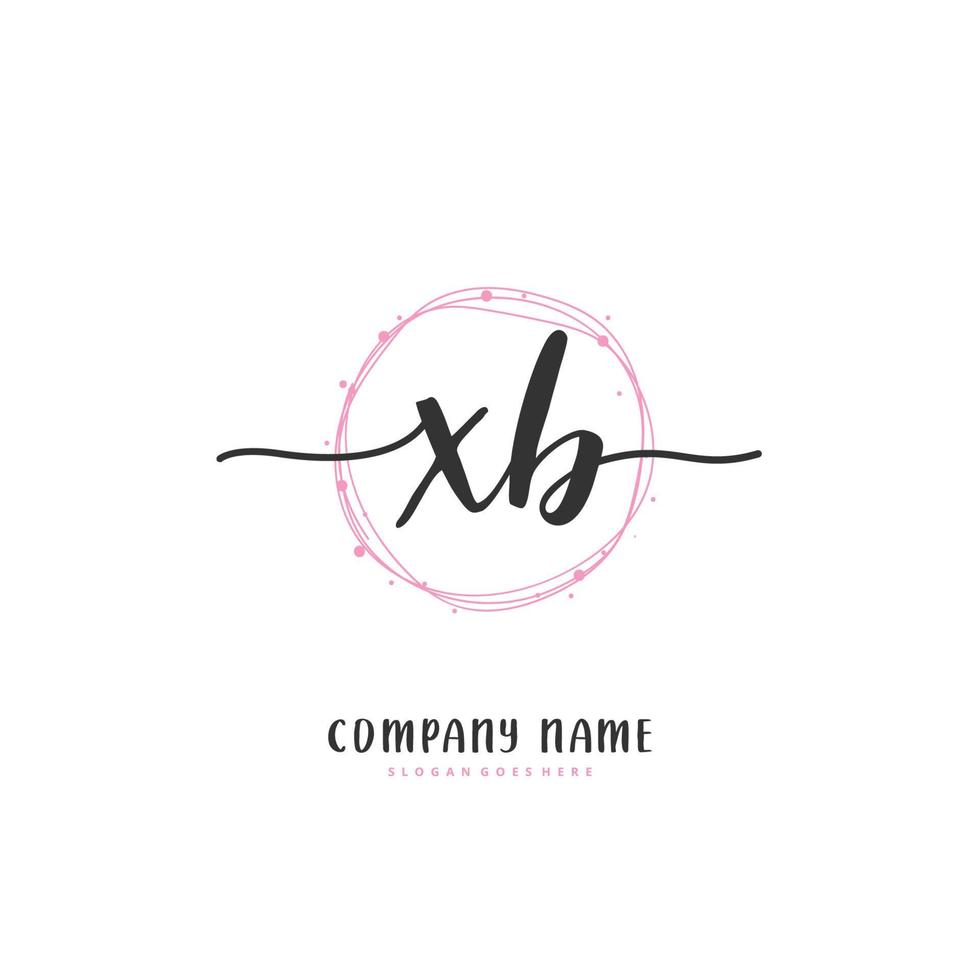 xb escritura inicial a mano y diseño de logotipo de firma con círculo. hermoso diseño de logotipo escrito a mano para moda, equipo, boda, logotipo de lujo. vector