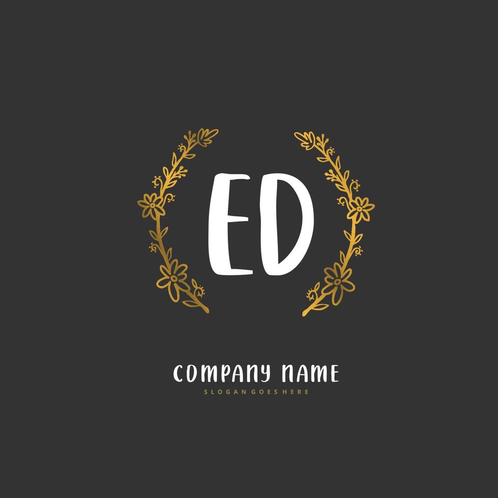ED Initial handwriting and signature logo design with circle. Beautiful design handwritten logo for fashion, team, wedding, luxury logo. vector