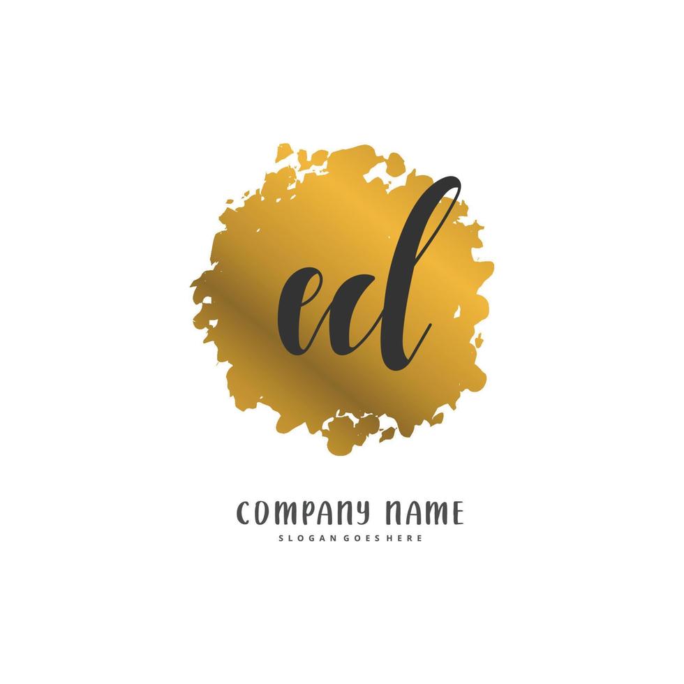 ed escritura a mano inicial y diseño de logotipo de firma con círculo. hermoso diseño de logotipo escrito a mano para moda, equipo, boda, logotipo de lujo. vector