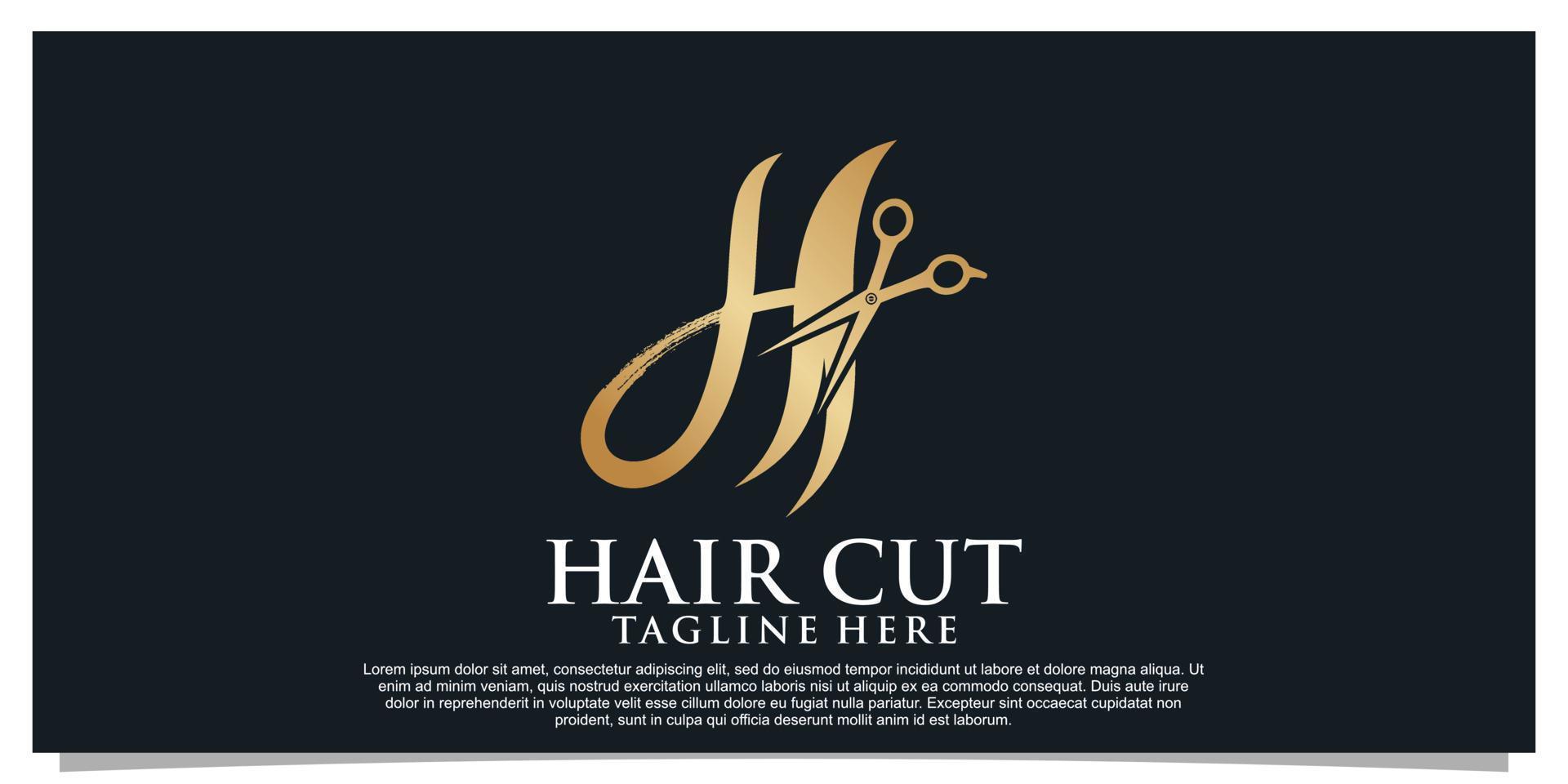 hair cut logo design vector with creative concept for women beauty salon
