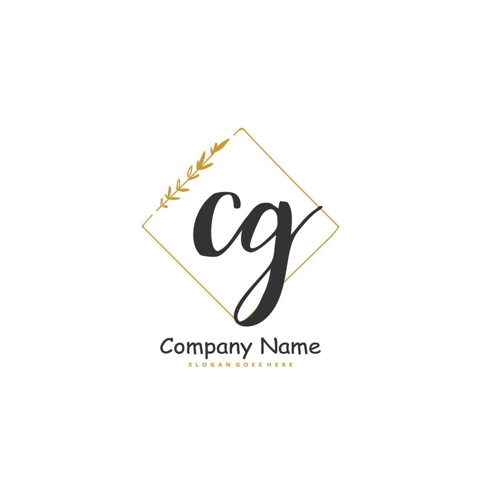 CG Initial handwriting and signature logo design with circle. Beautiful design handwritten logo for fashion, team, wedding, luxury logo. vector