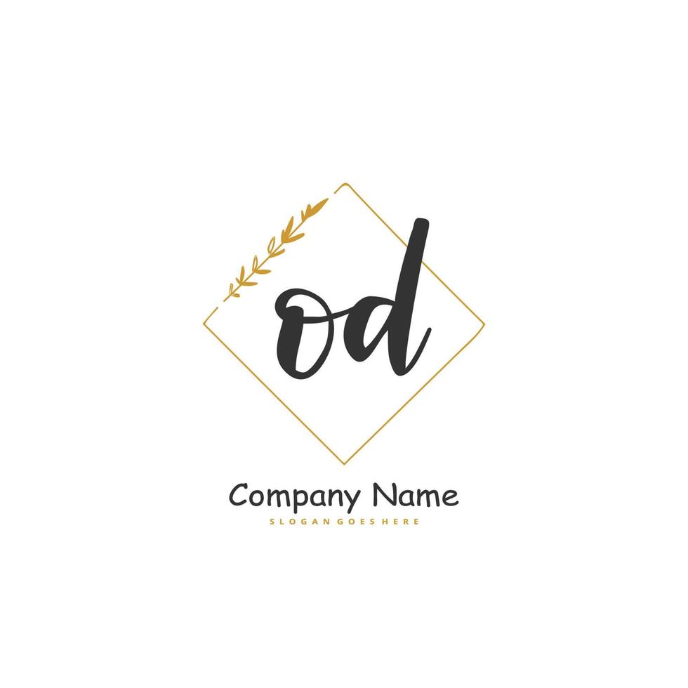 OD Initial handwriting and signature logo design with circle. Beautiful design handwritten logo for fashion, team, wedding, luxury logo. vector