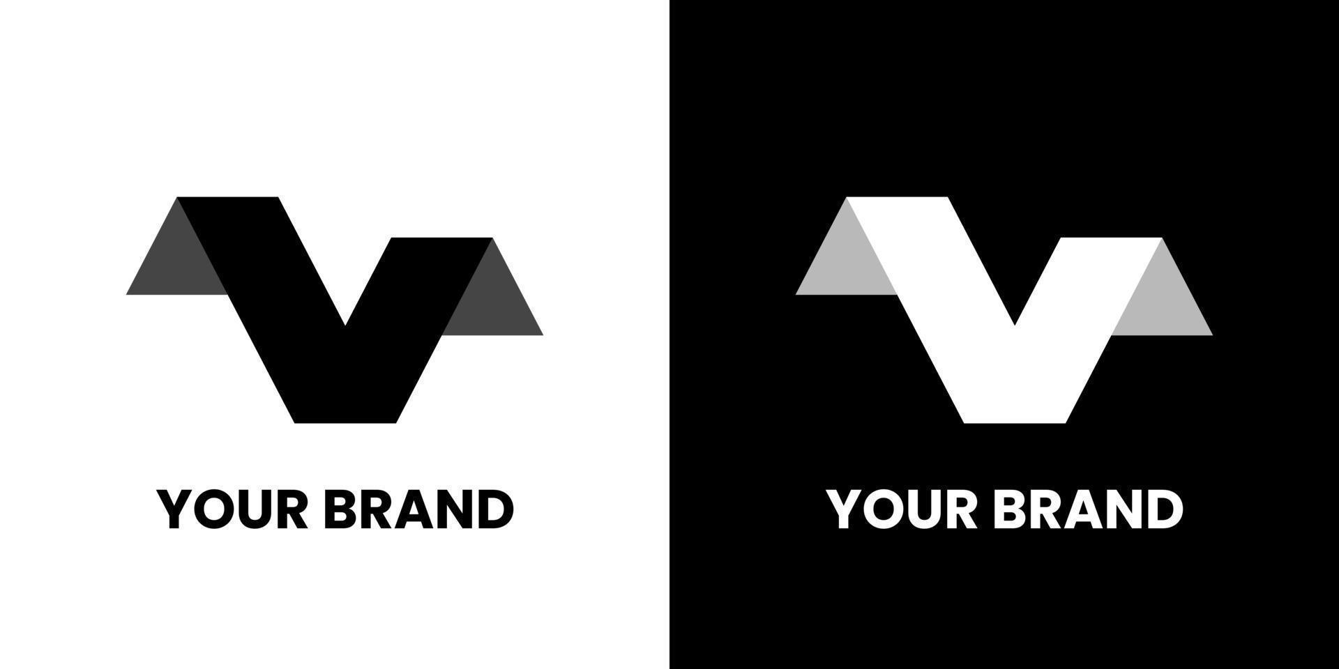 vector de diseño de logotipo v minimalista. plantilla vectorial de diseño en blanco y negro con logotipo de triángulo abstracto de letra v. icono de concepto de logotipo