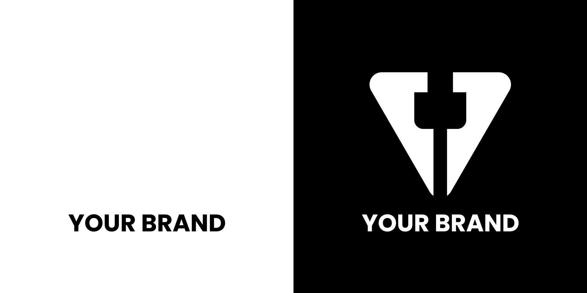 Minimalist V Logo Design Vector. Letter V Abstract Triangle Logo Black White Design Vector Template. Logotype concept icon