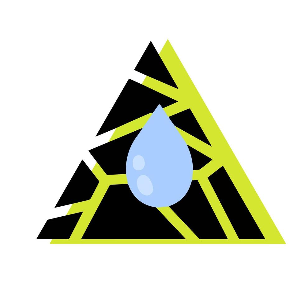 Dryness icon. Crack in the ground. Broken round surface. The shattered fragments. Abstract symbol. vector