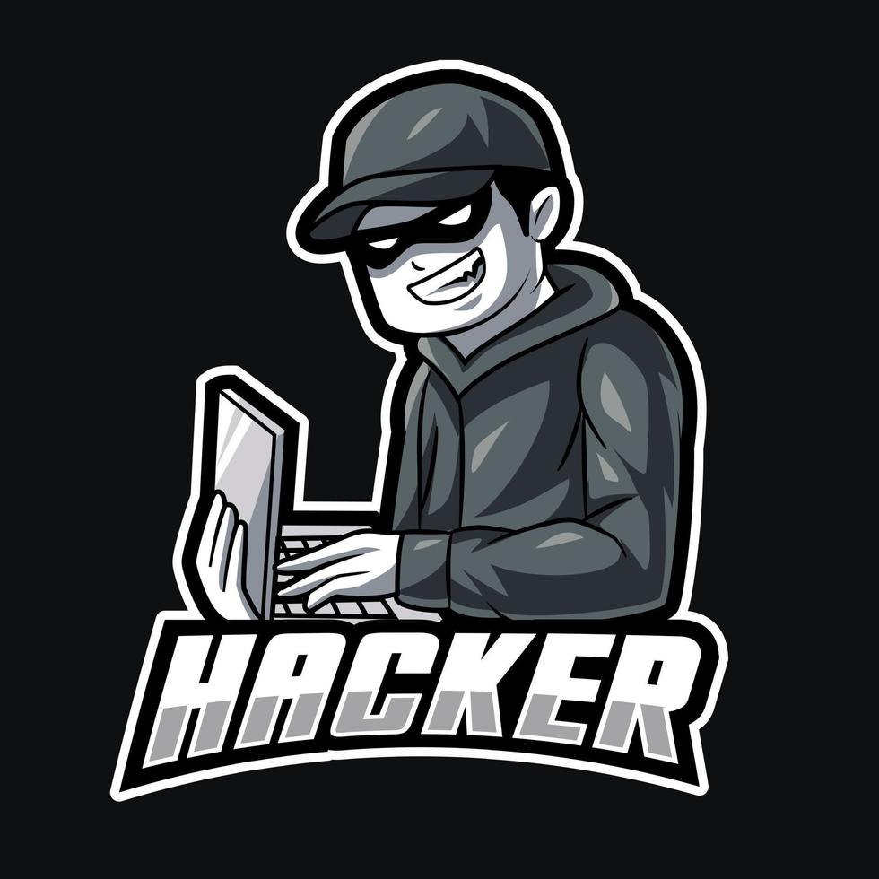 mascota hacker para el logotipo de deportes y esports vector