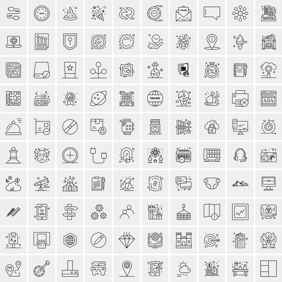 conjunto de 100 iconos de línea de negocios creativos vector