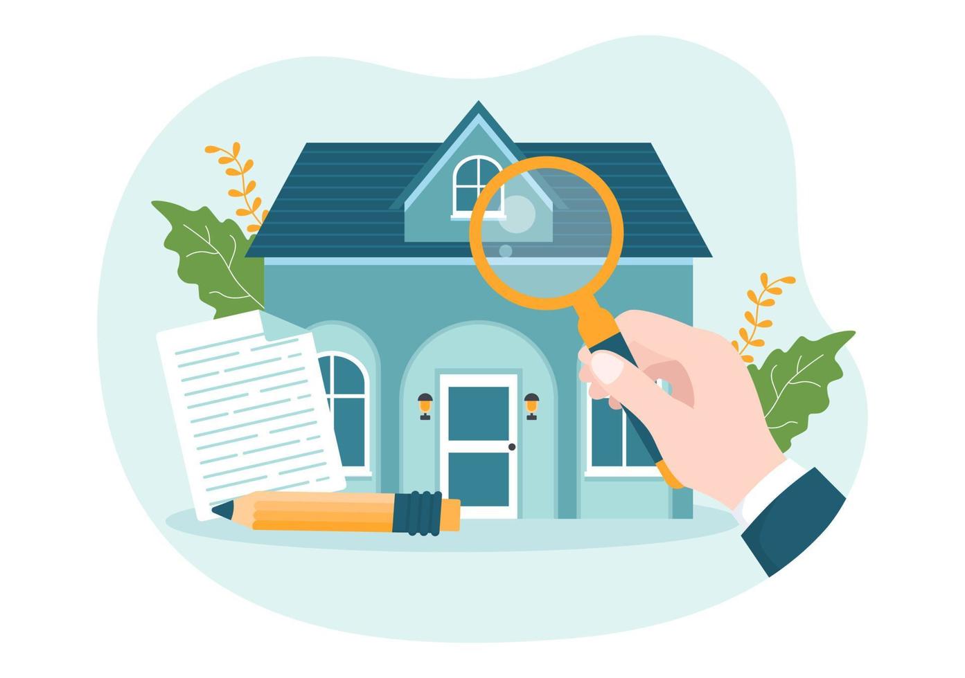 Home Inspector Checks the Condition of the House and Writes a Report for Maintenance Rent Search on Flat Cartoon Hand Drawn Template Illustration vector