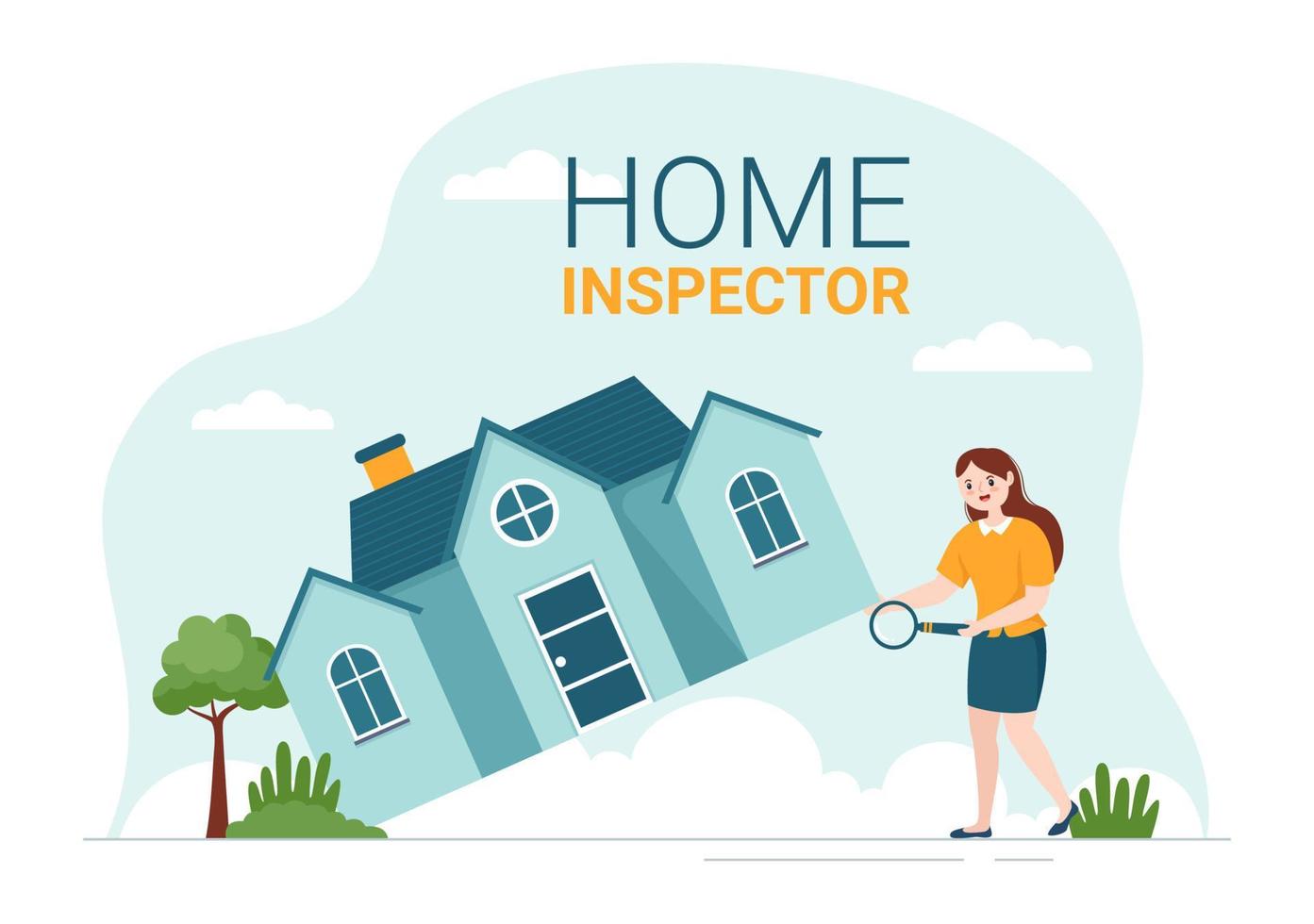 Home Inspector Checks the Condition of the House and Writes a Report for Maintenance Rent Search on Flat Cartoon Hand Drawn Template Illustration vector