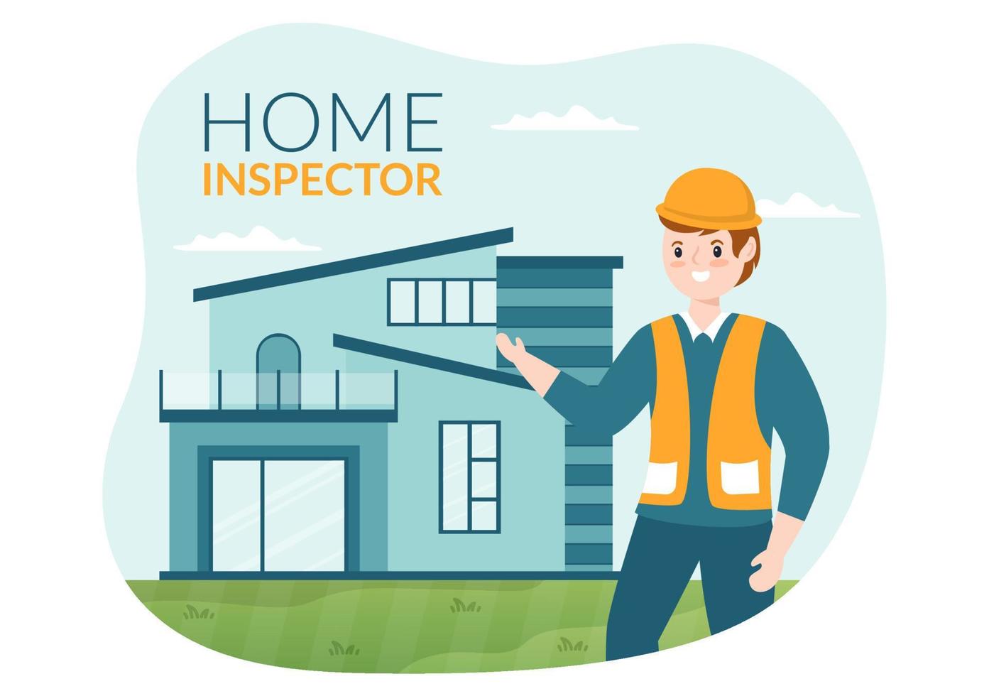 Home Inspector Checks the Condition of the House and Writes a Report for Maintenance Rent Search on Flat Cartoon Hand Drawn Template Illustration vector
