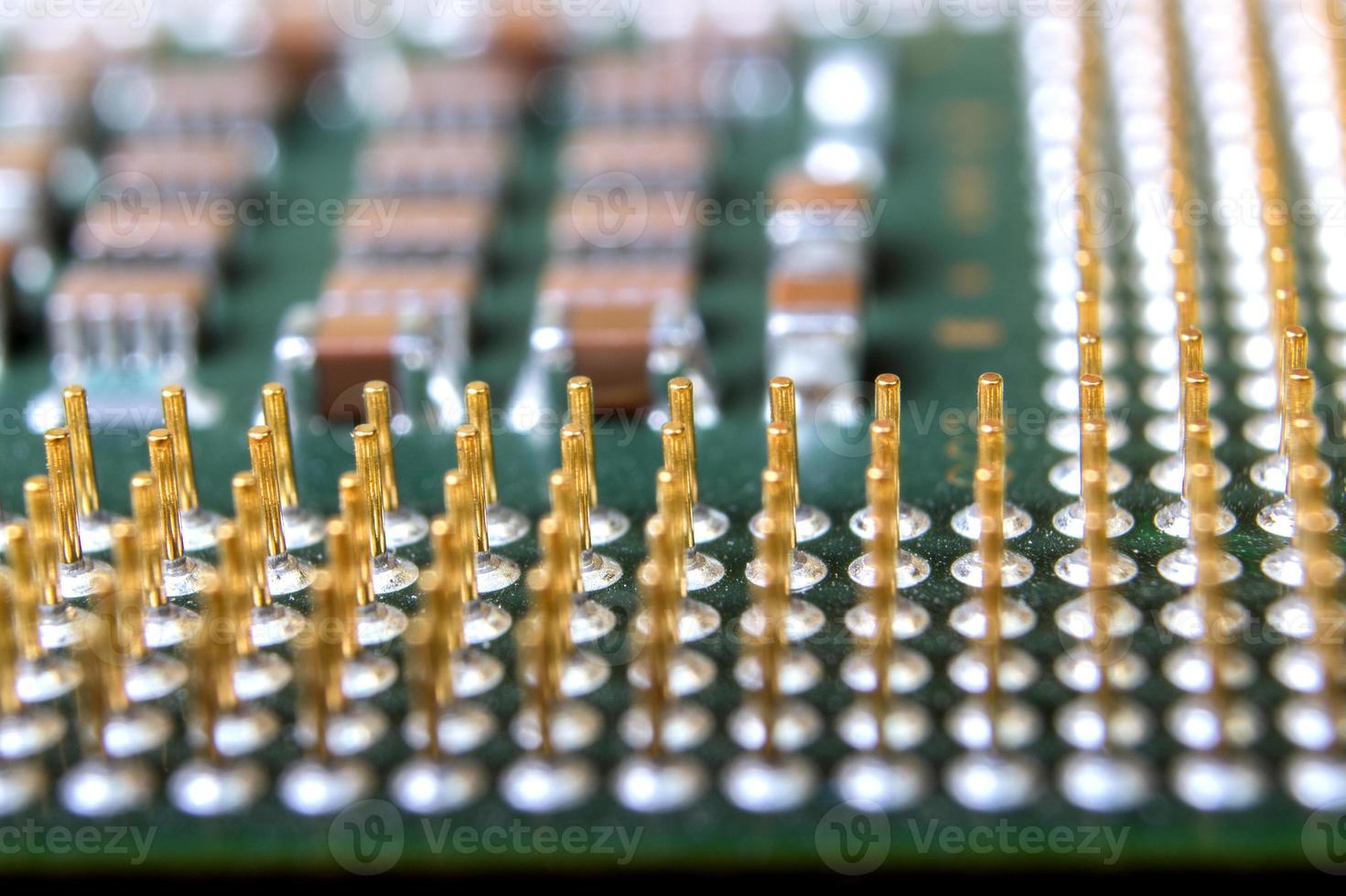 The micro elements of computer central processor unit, CPU contact pins photo