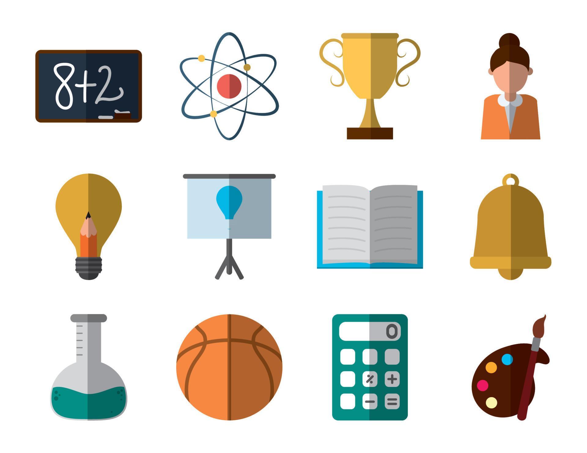 school education knowledge elements flat icons set with shadow 13161196