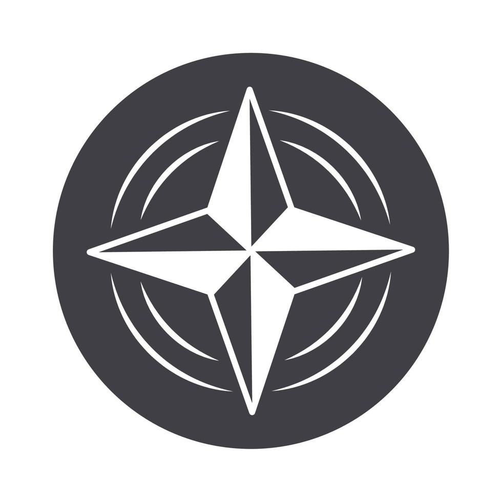 compass rose navigation cartography equipment silhouette design icon vector