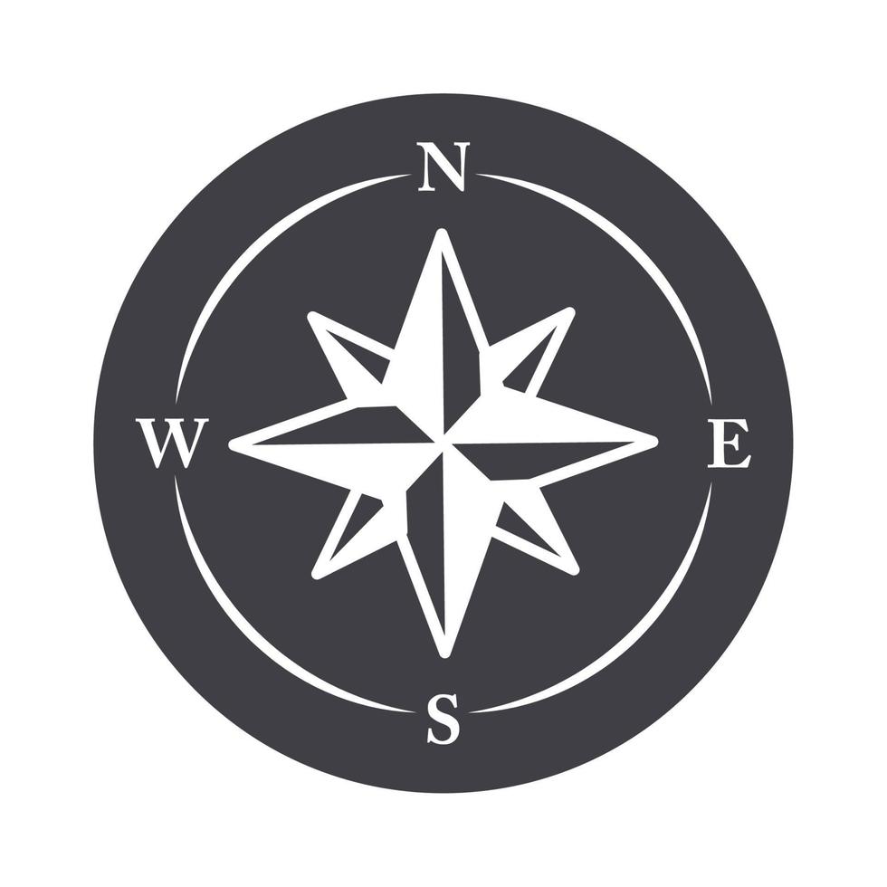 compass rose navigational aids cartography equipment silhouette design icon vector