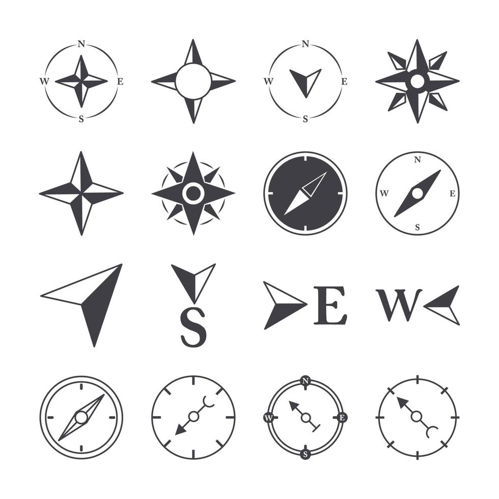 compass rose navigation cartography travel explore equipment icons set line design icon vector
