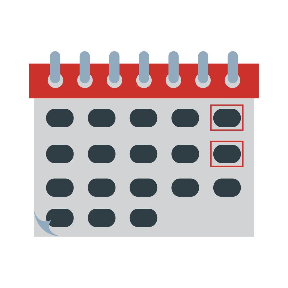 calendario recordatorio fecha hora icono de estilo plano vector