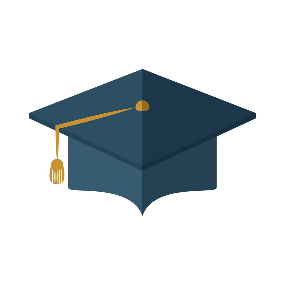 icono plano de sombrero de graduación de educación escolar con sombra vector