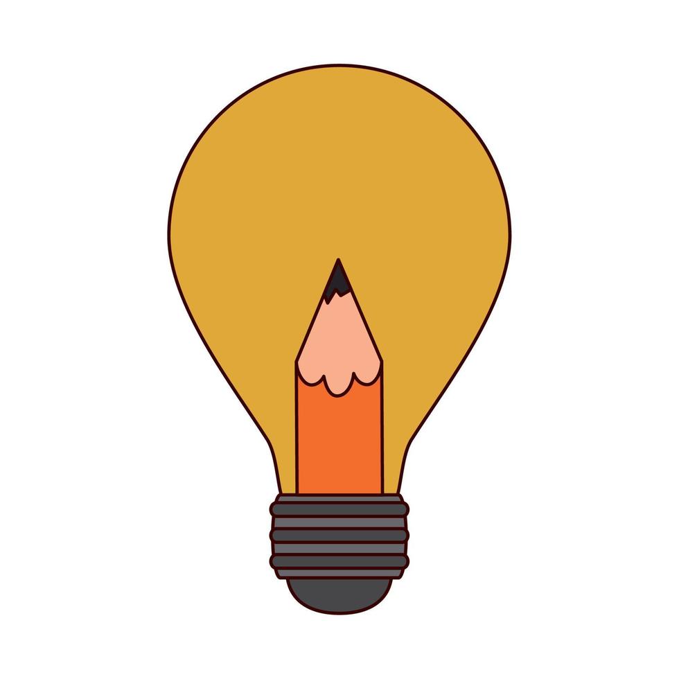 school education bulb idea pencil line and fill style icon vector
