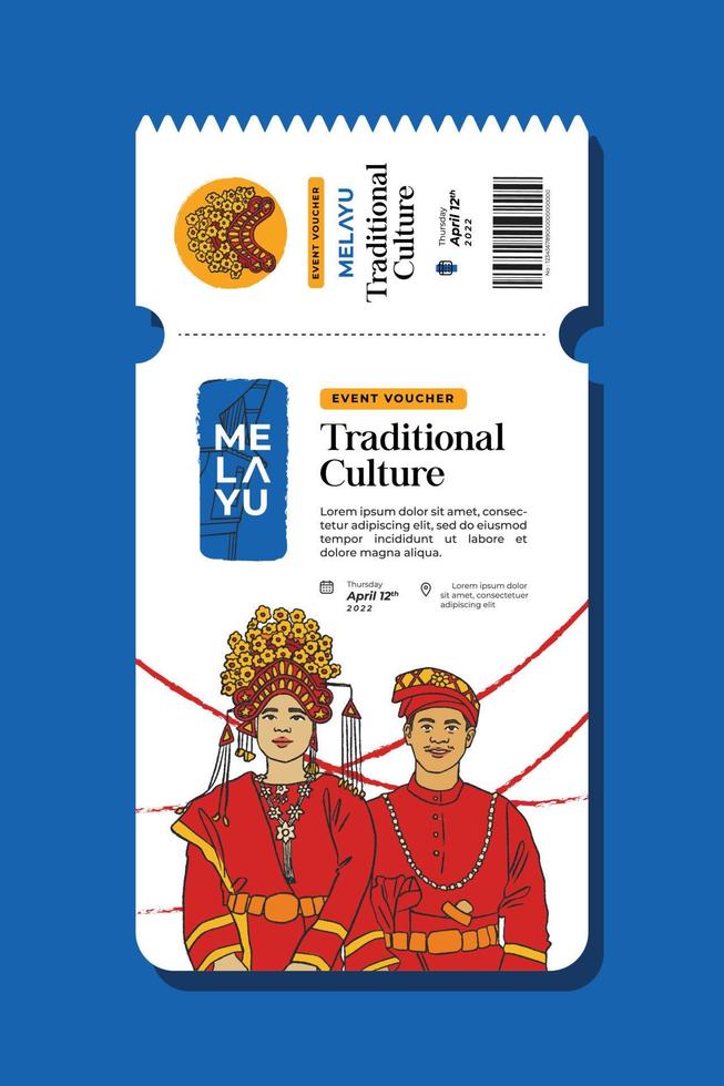 riaunese traditional culture clothes hand drawn event voucher illustration for inspiration vector
