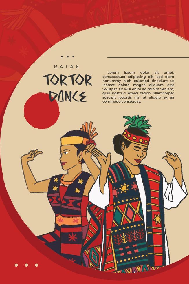 bataknese tortor dance hand drawn indonesian traditional dance for background vector