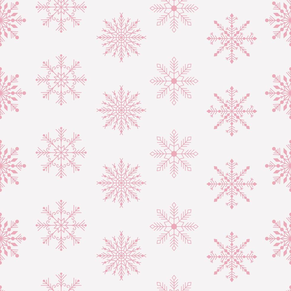 Merry Christmas and Happy New Year seamless pattern with various snowflakes. Modern hand draw illustrations. Colorful contemporary art vector