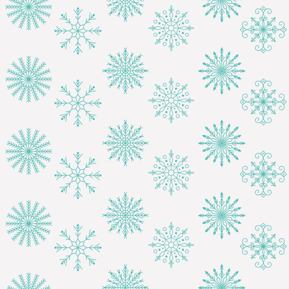 feliz navidad y feliz año nuevo de patrones sin fisuras con varios copos de nieve. ilustraciones modernas dibujadas a mano. colorido arte contemporáneo vector